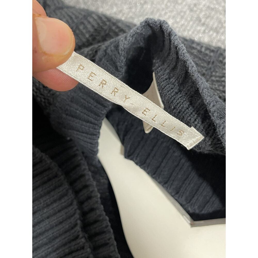 Perry Ellis Sweater Women's Large Long Sleeve Pullover Navy Blue Cotton N44 - Picture 6 of 10